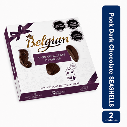 Pack 2 Chocolate Belgian Dark Seashells 195g