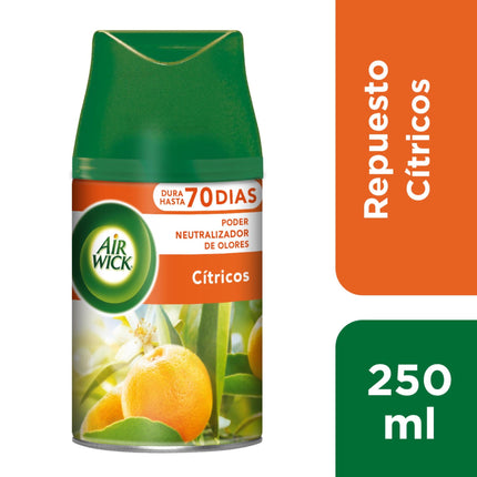Aromatizante Ambiental Automático Freshmatic Repuesto Cítricos Aerosol Lata, 250 ml