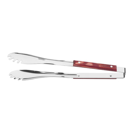 Pinza para Carne Tramontina Churrasco con Lámina de Acero Inoxidable y Mango de Madera Tratada Polywood Rojo