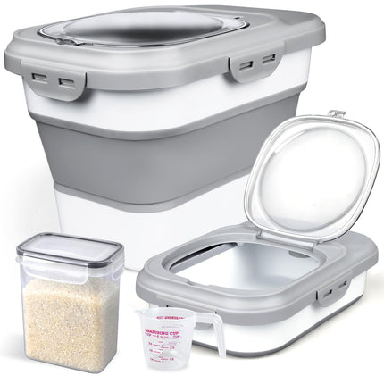 Komzon Contenedor plegable hermético para arroz de 9 kg