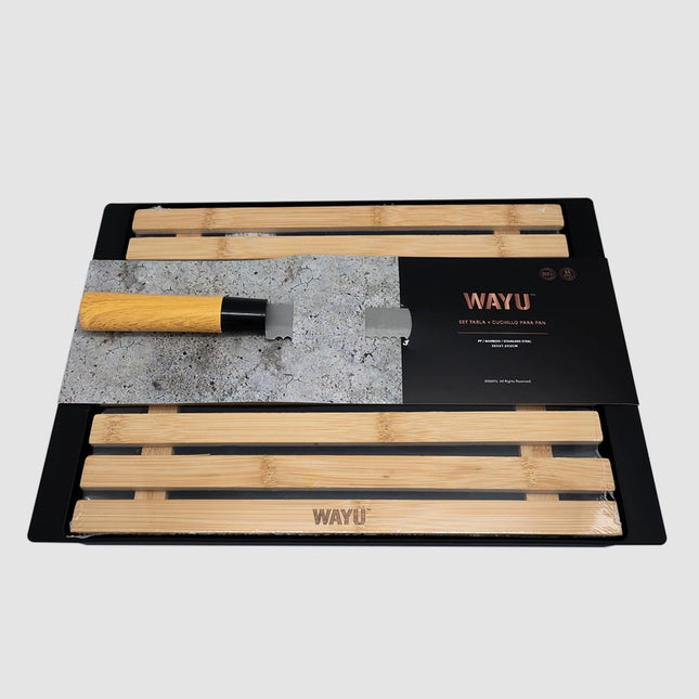 Set Tabla + Cuchillo Para Pan Wayu