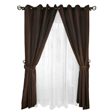 Set de Cortinas Rústica Con Argollas 8 Piezas Chocolate