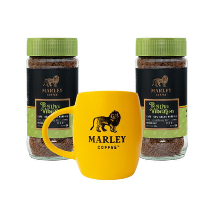 Pack 2x Café Liofilizado Positive Vibration 100g + Marley Mug Amarillo