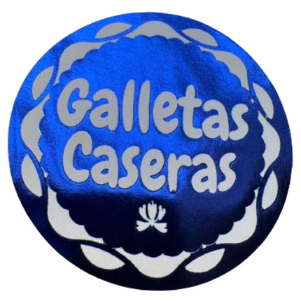 Sticker Galletas Caseras Azul 100un 38mm