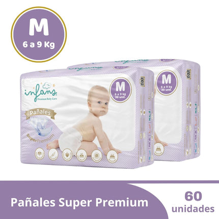 Pañal Desechable Super Premium M INFANS 60 UND