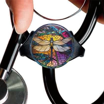 Etiqueta de estetoscopio con forma de libélula personalizada para personal médico