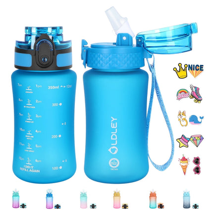 Botella de Agua Escolar Oldley 355ml con Pajilla y Tapas Chug Sin Fugas