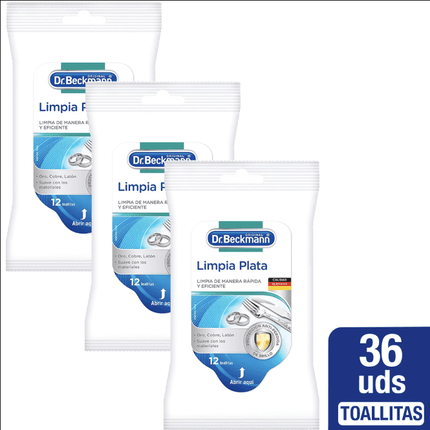 Pack x 3 Toallitas Limpia Plata Dr. Beckmann 12 Unid