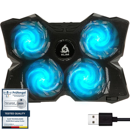Base de refrigeración para portátil KLIM Wind con 4 ventiladores y USB de 1200 RPM
