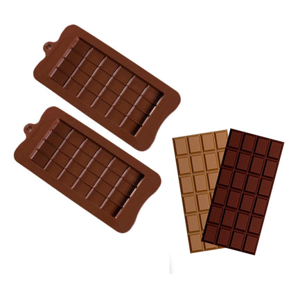 Pack 2 Moldes De Chocolate Molde Barra De Chocolate Silicona Marrón