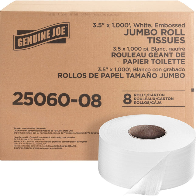 Rollo dispensador de papel higiénico Genuine Joe GJO2506008 Jumbo, 2 capas