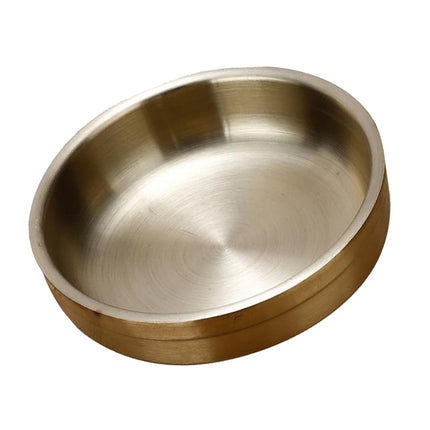 Plato redondo de acero inoxidable con forma de salsa, plato de soja, oro, 13 cm.