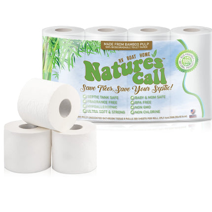 Papel higiénico Nature's Call, 100% bambú, 2 capas, 8 rollos
