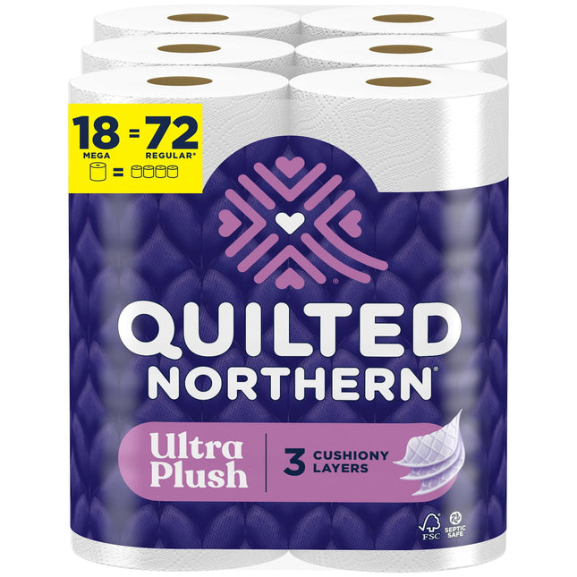 Papel higiénico acolchado Northern Ultra Plush 18 Mega = 72 Reg