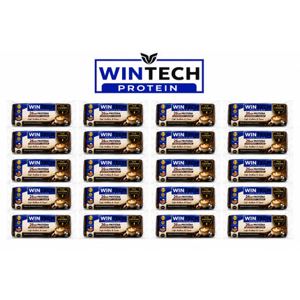 Pack 20 WinTech: Formato de 20 Barras Pro Café & Avellana, con 26g Proteína Whey Concentrada+Isolada