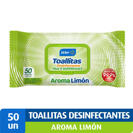 Toallitas Desinfectantes Limón Bolsa Resellable, 50 Un