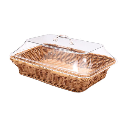 Cesta De Pan Tejida Con Tapa, Bandeja Rústica Para Servir Para Cocina, Mesa De Restaurante Pequeña