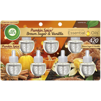 Recambio de aceite perfumado Air Wick Plug In, 7 unidades, calabaza y azúcar moreno