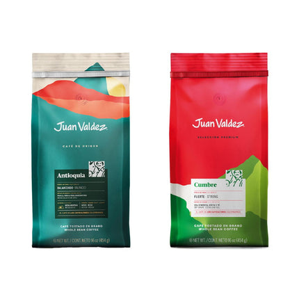 Pack Café Grano Juan Valdez Equilibrio Perfecto: Antioquia 454g y Cumbre 454g