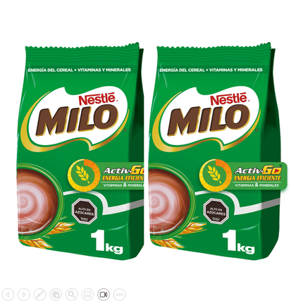 Pack X 2 Bolsas Saborizante Para Leche Milo® Activ-go® 1000g