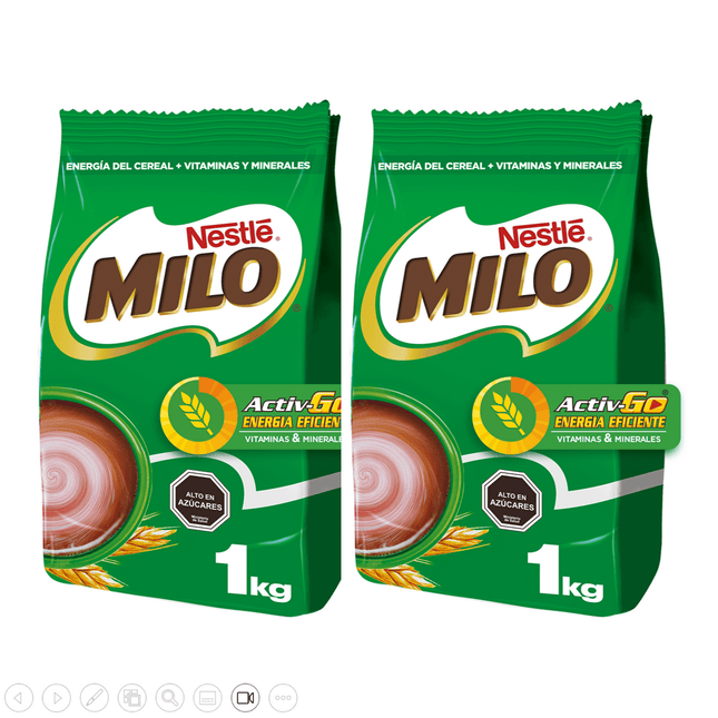 Pack X 2 Bolsas Saborizante Para Leche Milo® Activ-go® 1000g