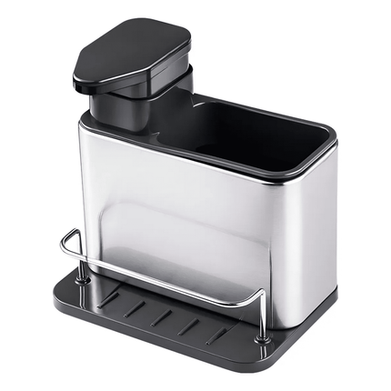Dispensador De Jabón 3 En 1 Soporte Para Esponja Color Gris