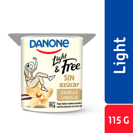 Yoghurt Batido Light & Free sin Azúcar Sabor Vainilla Pote, 115 g | Apishop