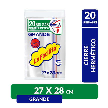 Bolsas Herméticas con Cierre Grande 27x28 cm, 1 Un