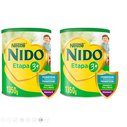 Leche Nido 3+ Protectus® 1350g Pack X2 Sabor Natural +3 año