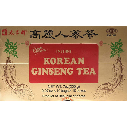 Té instantáneo coreano de Panax Ginseng Prince of Peace, 100 unidades