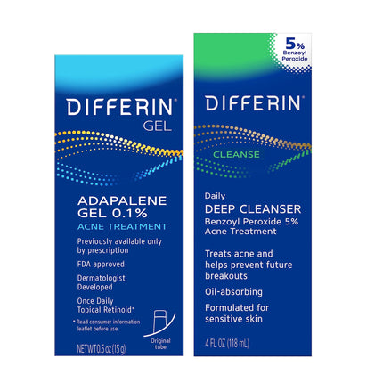 Set de cuidado de la piel Differin Gel + BPO 5% Limpiador