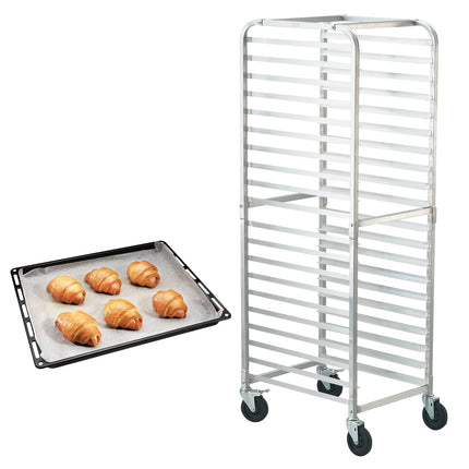 Bun Pan Rack VEVOR, 20 niveles, comercial, con ruedas de freno, aluminio
