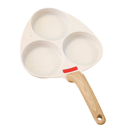 Sartén Para Huevos, Freidora De Aceite, Olla Para Cocinar, Olla Para Carne, Suministros De Cocina, Sartén Antiadherente, 3 Agujeros, Color Beige