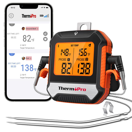 Termómetro Bluetooth para carne ThermoPro, 137 m, inalámbrico, 2 sondas