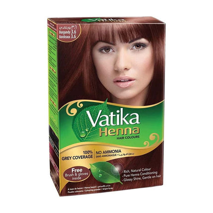 Vatika Henna Tintura Coloración Borgoña 6 Sachets