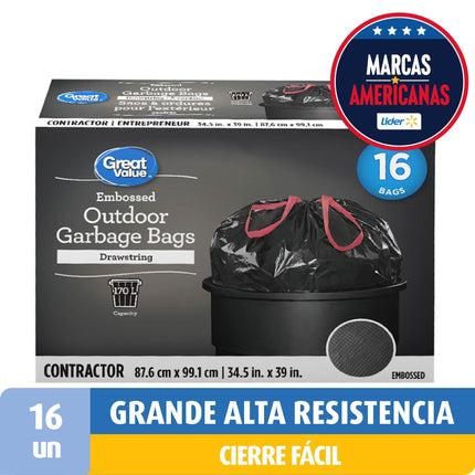 Bolsa de Basura Grande con Asas 88x99 cm, 16 Un