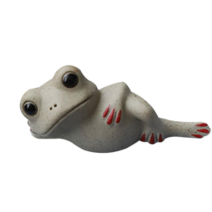 Estatuilla De Mascota De Té De Rana De Cerámica Estatuas De Animales Pequeños Accesorio Elegante Estilo Encantador B