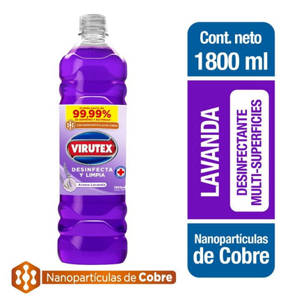 Limpiador Desinfectante Líquido Lavanda con nanopartículas de cobre Botella, 1800 ml