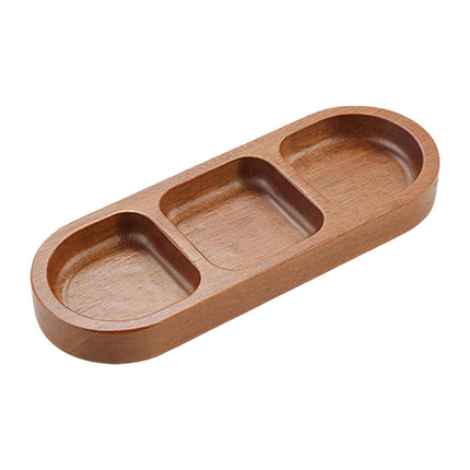 Plato Para Servir Platos Para Estofado Platos De Azúcar Plato Para Salsa De Madera Práctico Portátil 3 Compartimentos