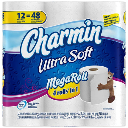 Papel higiénico Charmin Ultra Soft Mega Roll, 12 unidades