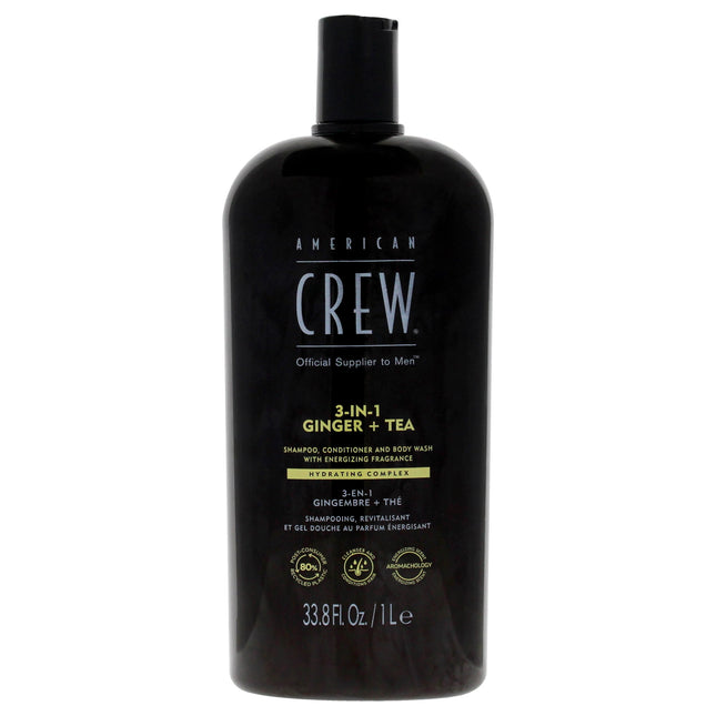 Shampoo American Crew 3-En-1 Ginger Plus Tea 1000ml Hombre