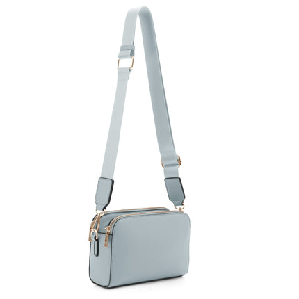Bandolera EVVE con triple cremallera, cámara pequeña, piel vegana, menta