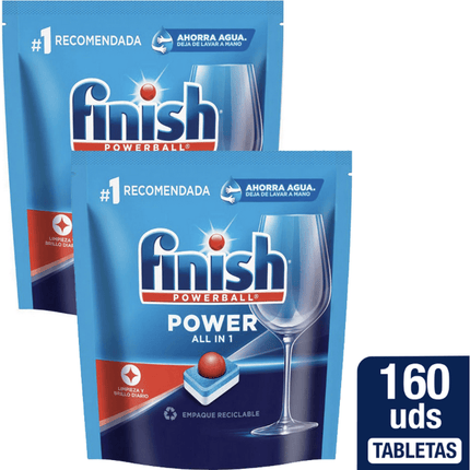 Pack x 2 Detergente Lavavajillas Tabletas Finish Power 80 Unid