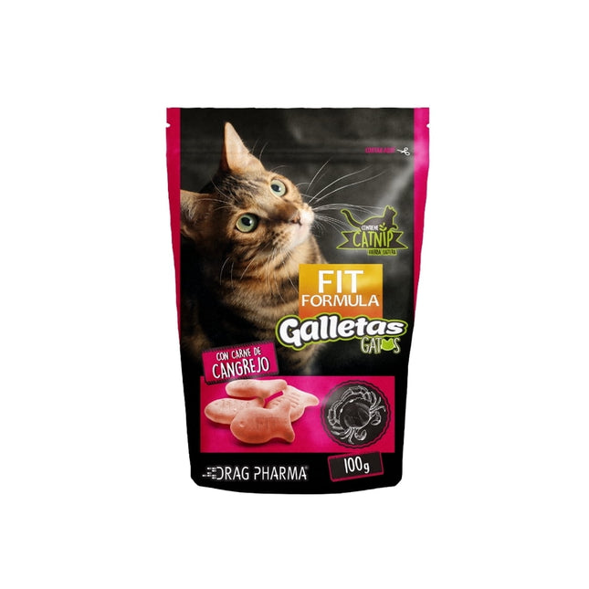 Fit Fórmula Snack Gatos Galletas Cangrejo - Catnip 100 Grs.