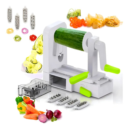 spiralizador De Verduras Cortador Manual Con Manivela 5 Cuchillas Acero Inoxidable Picador Extractor Fideos Vegetales FIGOIMPORT