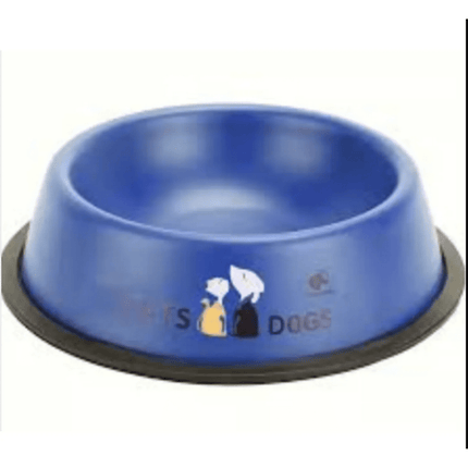 Plato Mascota Perro Gato Comedero Metal 17 Cm Azul