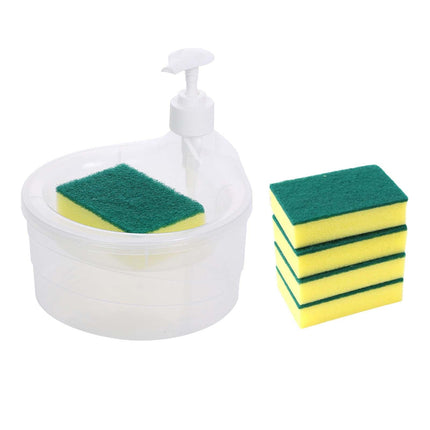 Dispensador De Jabón Y Soporte Para Fregador Dispensador De Jabón Para Lavar Platos Y Fregadero De 5 Esponjas Transparente