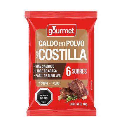 Caldo en Polvo Sabor Costilla (6 Sobres) Bolsa, 48 g