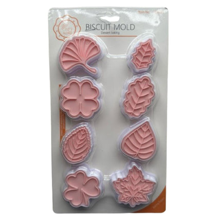 Cortador Galletas Hojas Estampadas 8 Diseños
