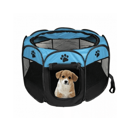Corral Mascotas Portátil Multifuncional Perros Gatos Talla L Azul